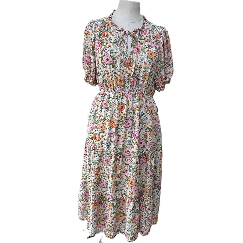 Who What Wear Floral Puff‑Sleeve Midi Dress
